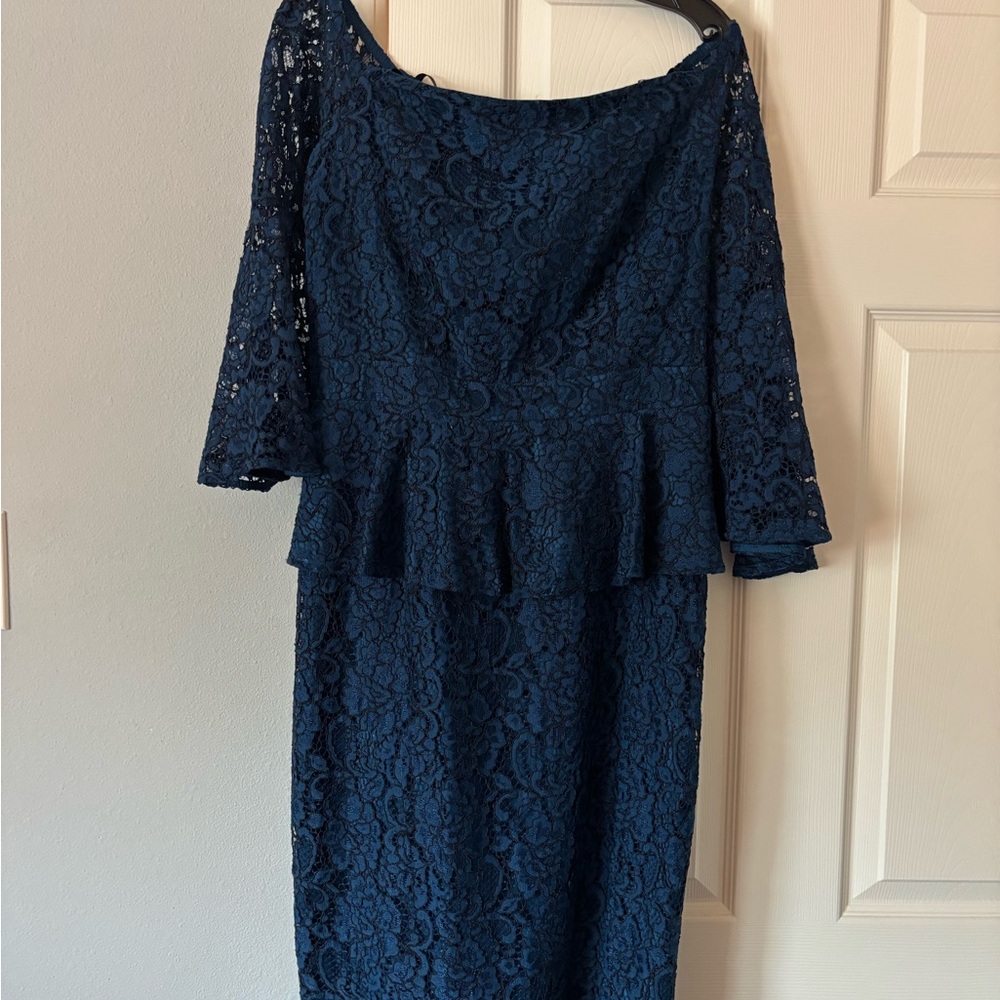 Laundry By Shelli Segal Blue Peplum Sheath Dress